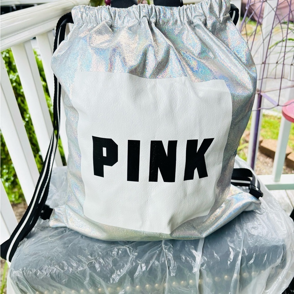 Pink victoria secret drawstring backpack tote bag